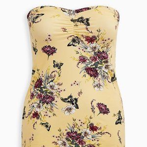 YELLOW FLORAL FOXY SWEETHEART TUBE TOP